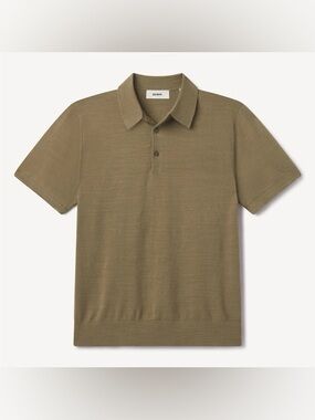 Buck Mason Avalon Knit Polo, Tan Beige- Men’s Medium